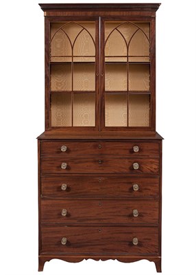 Lot 414 - George III Mahogany Secretary Bookcase Cabinet...