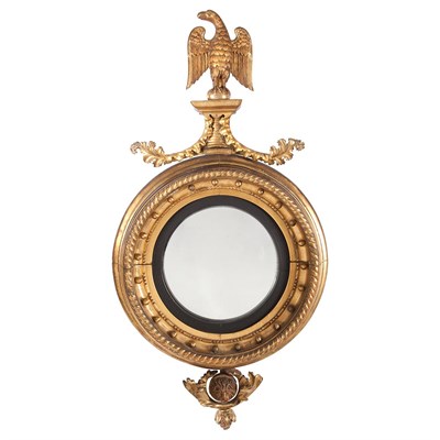 Lot 196 - Classical Giltwood Convex Mirror Early 19th...