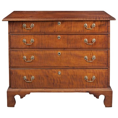 Lot 121 - Chippendale Figured Maple Chest of Drawers...