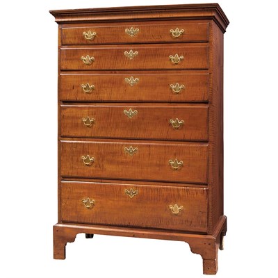 Lot 140 - Chippendale Figured Maple Tall Chest of...