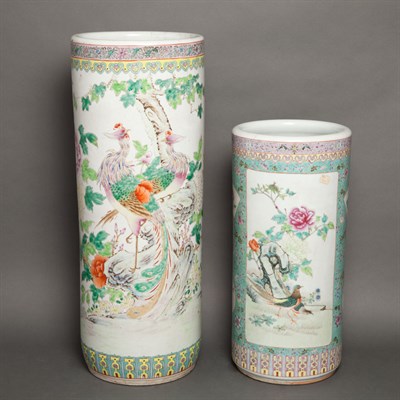Lot 249 - Two Chinese Famille Rose Glazed Umbrella...