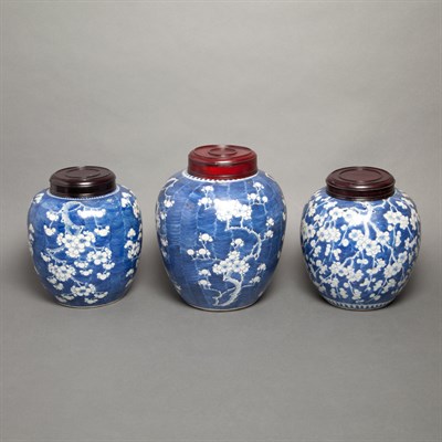 Lot 391 - Group of Three Chinese Blue and White Glazed...