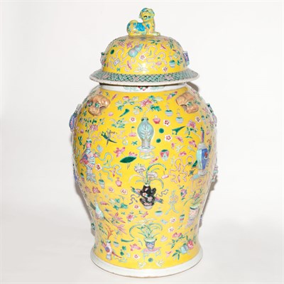 Lot 487 - Pair of Chinese Yellow Glazed Porcelain Temple...