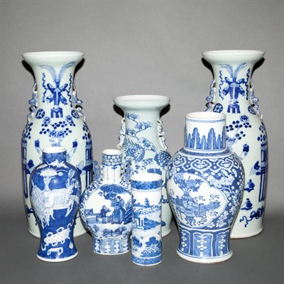 Lot 243 - Group of Seven Chinese Blue and White...