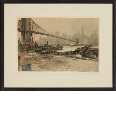 Lot 118 - Luigi Kasimir (1914-2002) BROOKLYN BRIDGE, NEW...