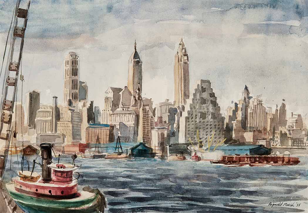 Lot 103 - Reginald Marsh American, 1898-1954 A Tugboat...