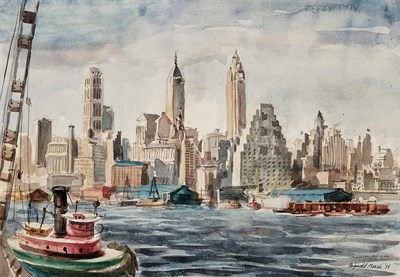 Lot 103 - Reginald Marsh American, 1898-1954 A Tugboat...