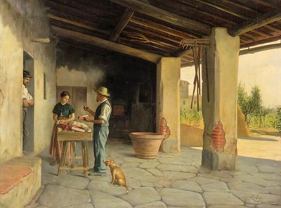 Lot 32 - Giovanni Costa Italian, 1826-1903 Market Scene,...