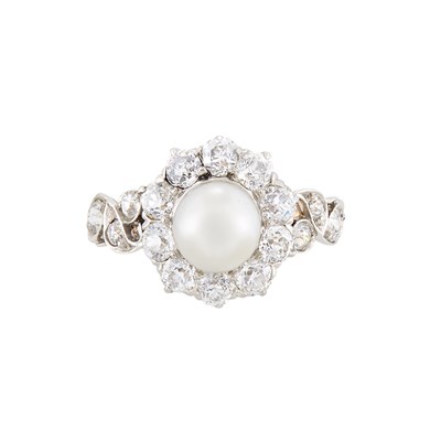 Lot 175 - Antique Platinum, Gold, Pearl and Diamond Ring, J.E. Caldwell & Co.