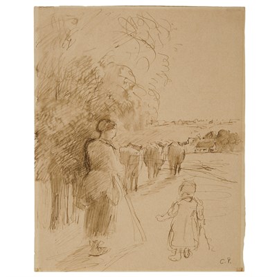 Lot 9 - Camille Pissarro French, 1830-1903 Woman...
