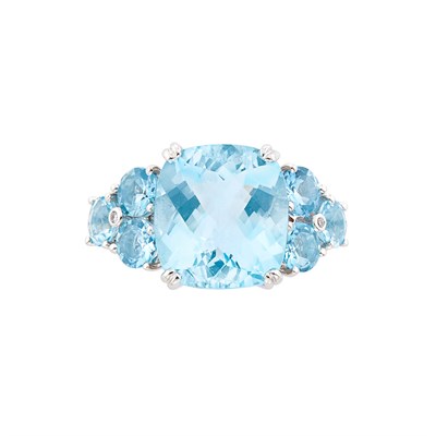 Lot 193 - White Gold, Aquamarine and Diamond Ring, Favero
