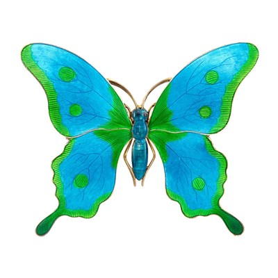 Lot 32 - Antique Silver Gilt and Enamel Butterfly Brooch, Child & Child