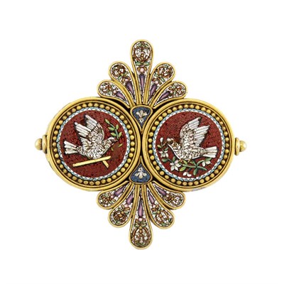 Lot 101 - Antique Gold and Micromosaic Brooch