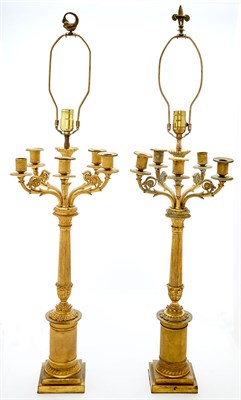 Lot 427 - Pair of Restauration Gilt-Bronze Five-Light...