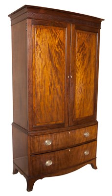 Lot 209 - George III Mahogany Bow Front Linen Press...