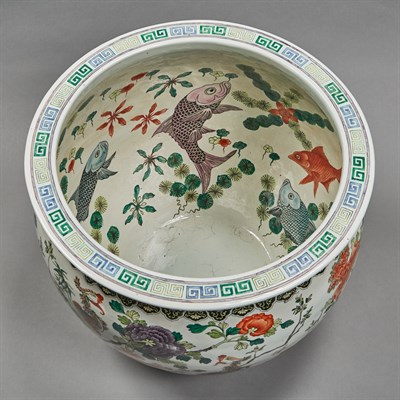 Lot 157 - Chinese Famille Verte Glazed Porcelain Fish...
