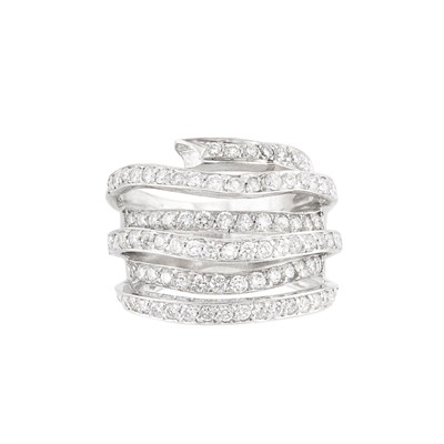 Lot 128 - Six Row White Gold and Diamond Ring