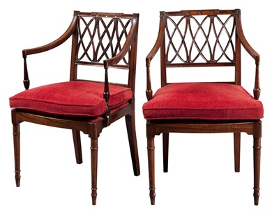 Lot 158 - Pair of George III Mahogany Open Armchairs...