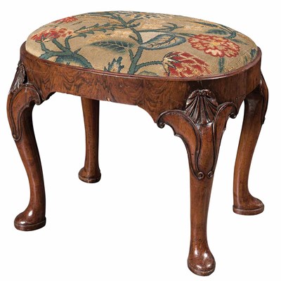 Lot 161 - George II Needlework Upholstered Walnut Stool...