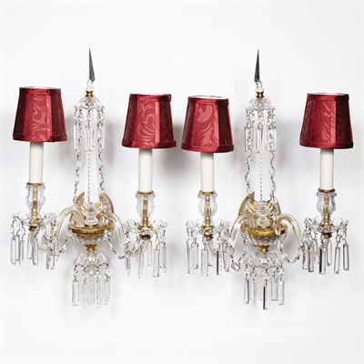 Lot 207 - Set of Four George II Style Cut Glass and Gilt-...