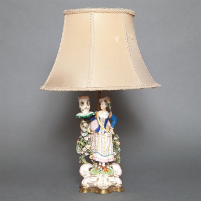 Lot 500 - English Porcelain Figures of a Woman Mounted...