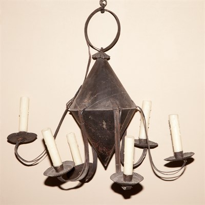 Lot 120 - Painted Metal Six-Light Chandelier Height 16...