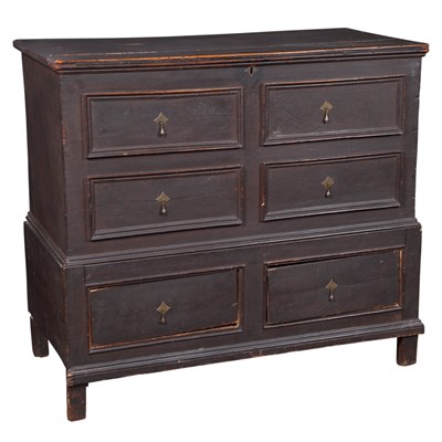 Lot 123 - William and Mary Pine Blanket Chest Over...