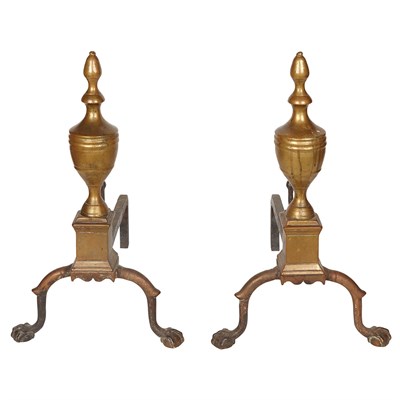 Lot 122 - Pair of Chippendale Brass Andirons Possibly...
