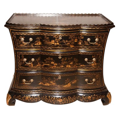 Lot 240 - Chinoiserie Decorated Serpentine Commode...