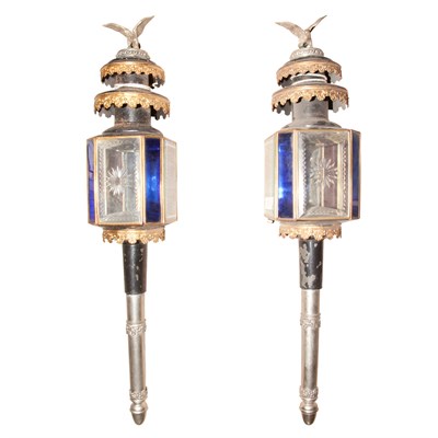 Lot 512 - Pair of English Brass and Iron Lanterns 19th...
