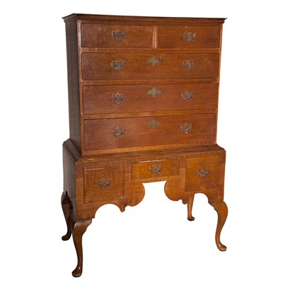 Lot 562 - Provincial George II Oak Highboy 19th Century...