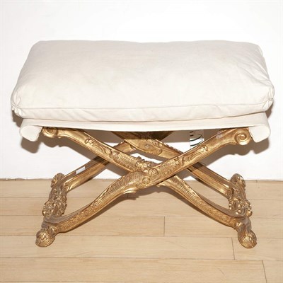 Lot 635 - Louis XIV Style Giltwood Folding Stool Length...