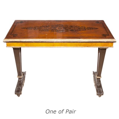 Lot 497 - Pair of Regency Painted and Gilt Satinwood...