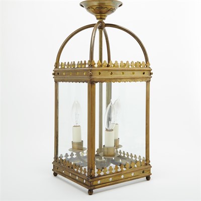 Lot 331 - Gothic Revival Style Brass Hall Lantern Of...