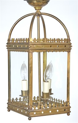 Lot 369 - Gothic Revival Style Brass Hall Lantern Of...