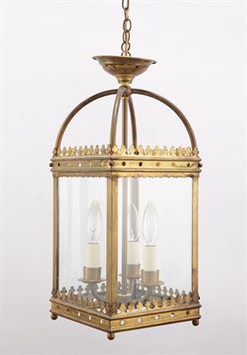 Lot 404 - Gothic Revival Style Brass Three-Light Hall...