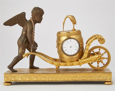 Lot 286 - Empire Gilt and Patinated-Bronze Mantel Clock...