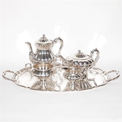 Lot 473 - English Silver Five-Piece Tea Service Length...