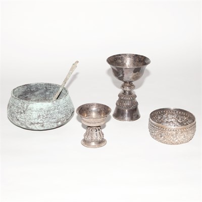 Lot 414 - Group of Seven Asian Archaic Style Bronze and...