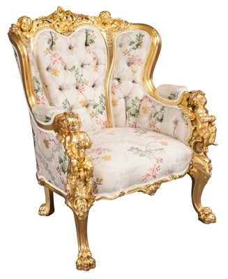 Lot 265 - Rococo Revival Carved and Giltwood Salon Suite...