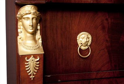 Lot 117 - Empire Style Gilt-Bronze Mounted Mahogany Tall...