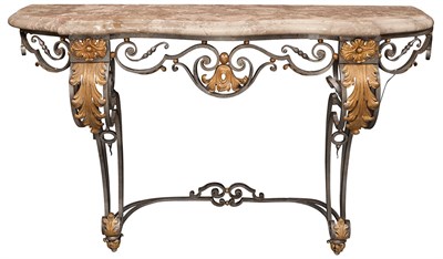 Lot 279 - Rococo Style Painted Iron and Metal Console...