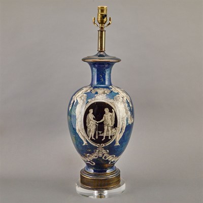 Lot 273 - Decoupage Glass Lamp In the Neoclassical style,...