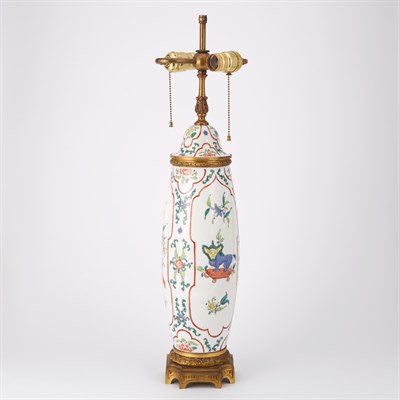 Lot 266 - Chinese Gilt-Metal Mounted Porcelain Lamp Of...