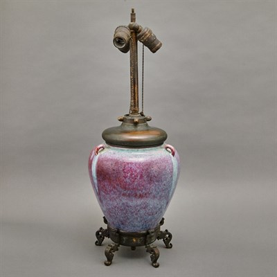 Lot 281 - Chinese Bronze Mounted Ceramic Lamp Of urn...