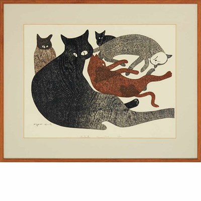 Lot 248 - Kiyoshi Saito (1907-1997) [CAT AND KITTENS]...