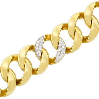 Lot 387 - Gold, Platinum and Diamond Link Bracelet, Tiffany & Co.