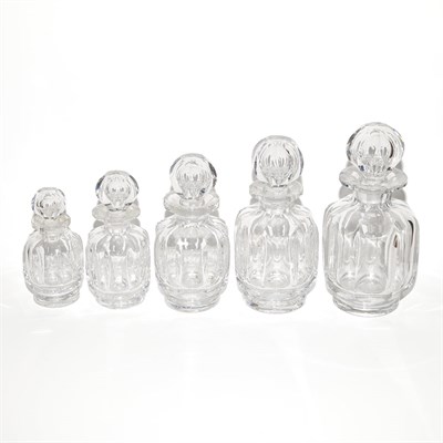 Lot 406 - Set of Five Baccarat Glass Graduated Bottles...