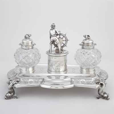 Lot 268 - Victorian Sterling Silver Novelty Inkstand...
