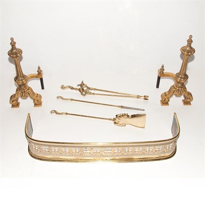 Lot 318 - Group of Brass Fireplace Equipment Comprising...